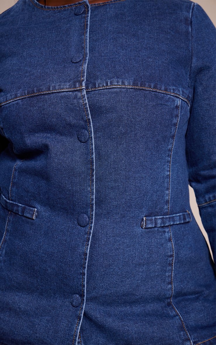 Plus Chemise en jean bleu moyen délavé à col rond image 4