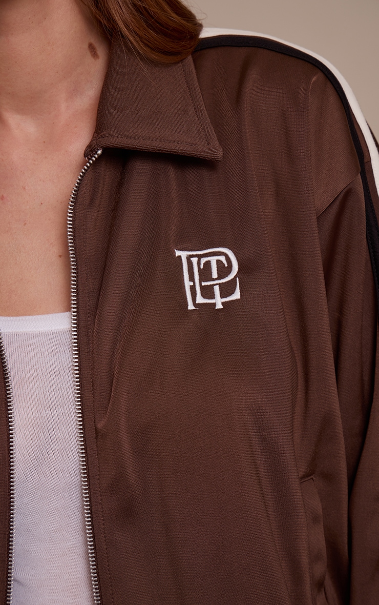 Espresso Contrast Side Stripe Zip Up Jacket image 4