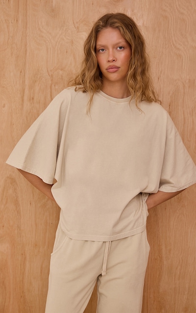 Oatmeal Acid Wash Oversized Boxy Tshirt