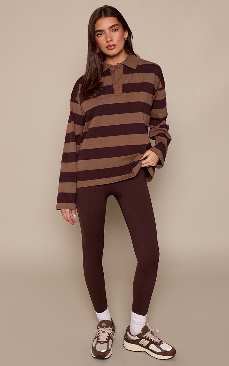 Brown Striped Polo Tshirt image 3