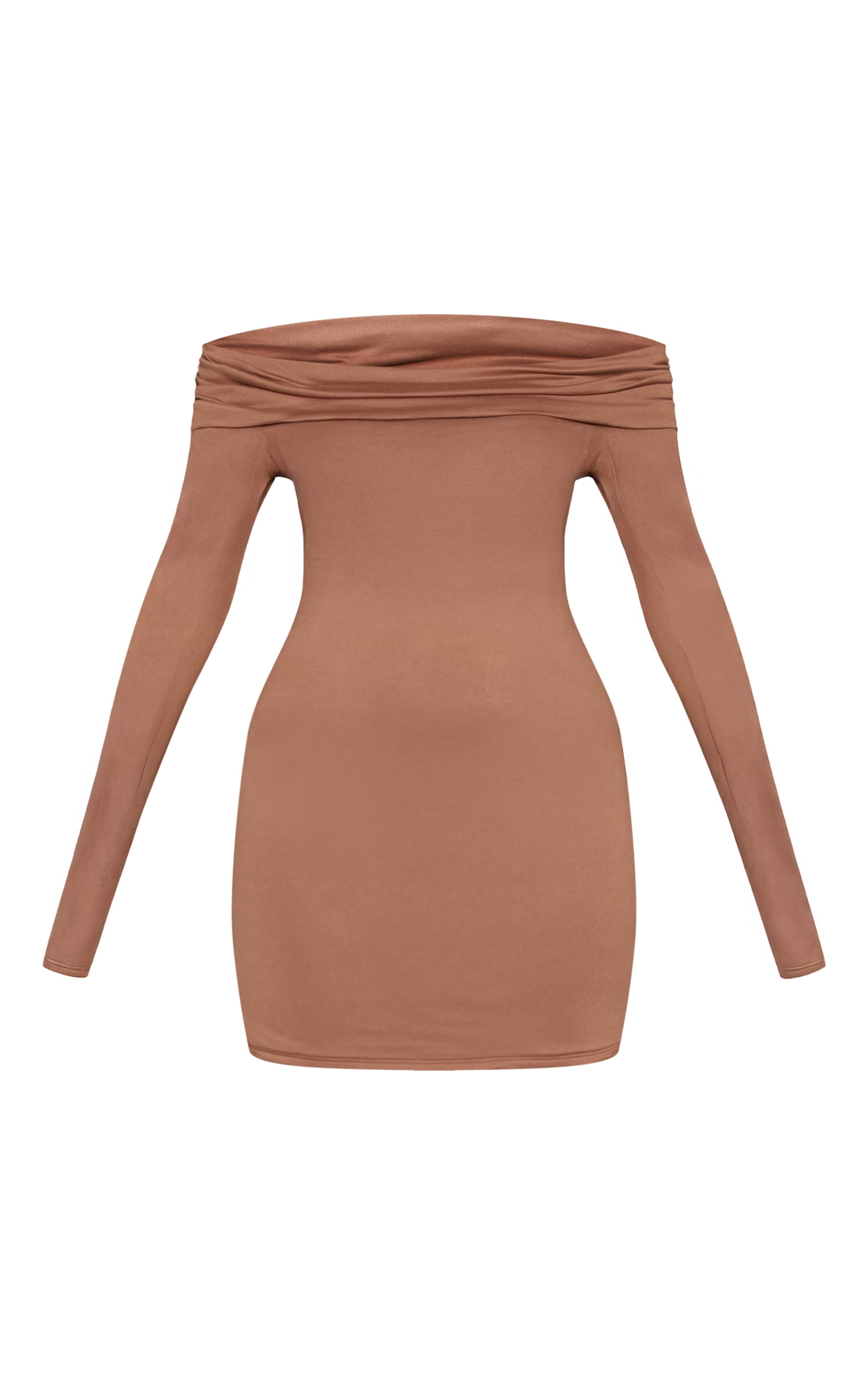 Mushroom Soft Touch Jersey Bardot Bodycon Dress image 5