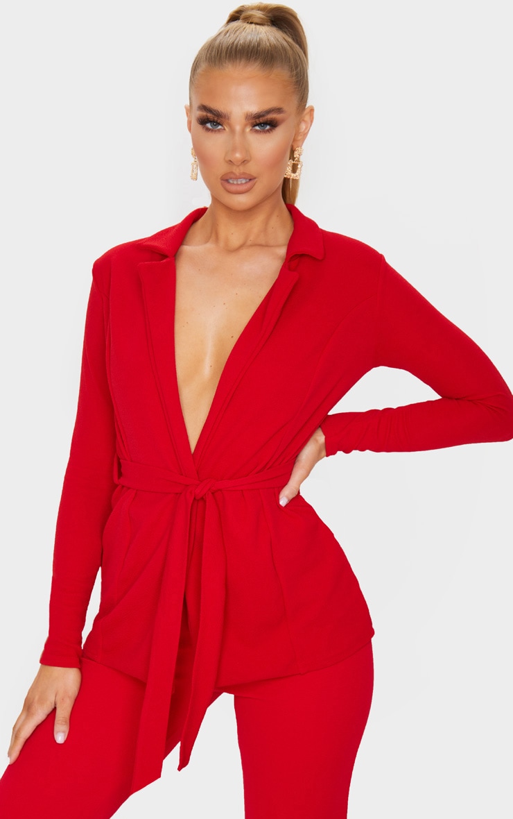 Red Belted Blazer