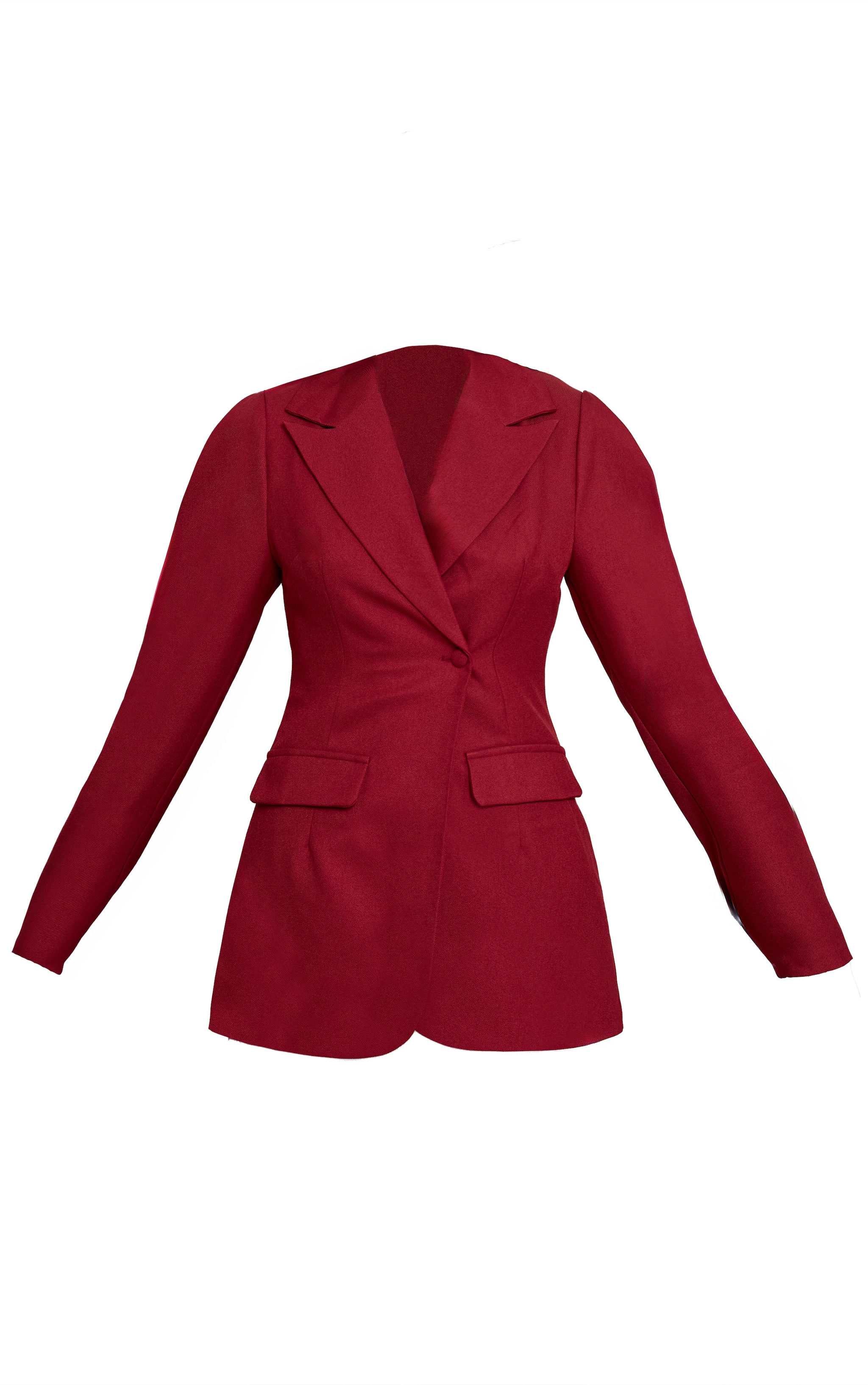 Burgundy Drop Shoulder Cinch Waist Extreme Oversized Blazer image 5