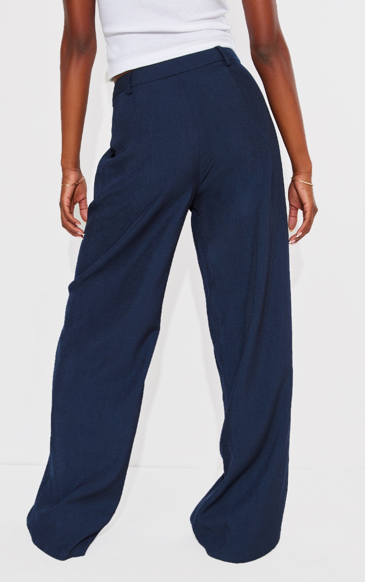 Tall Pantalon large bleu marine à taille haute image 3