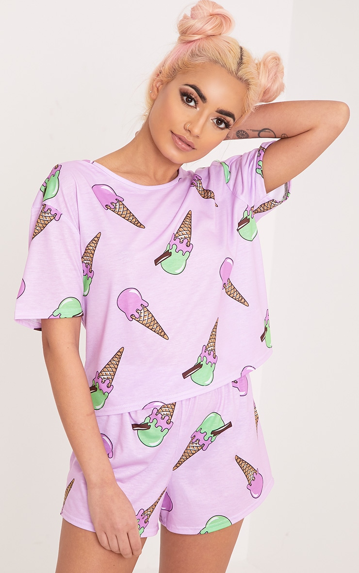 Ice Cream Lilac PJ Set PrettyLittleThing USA
