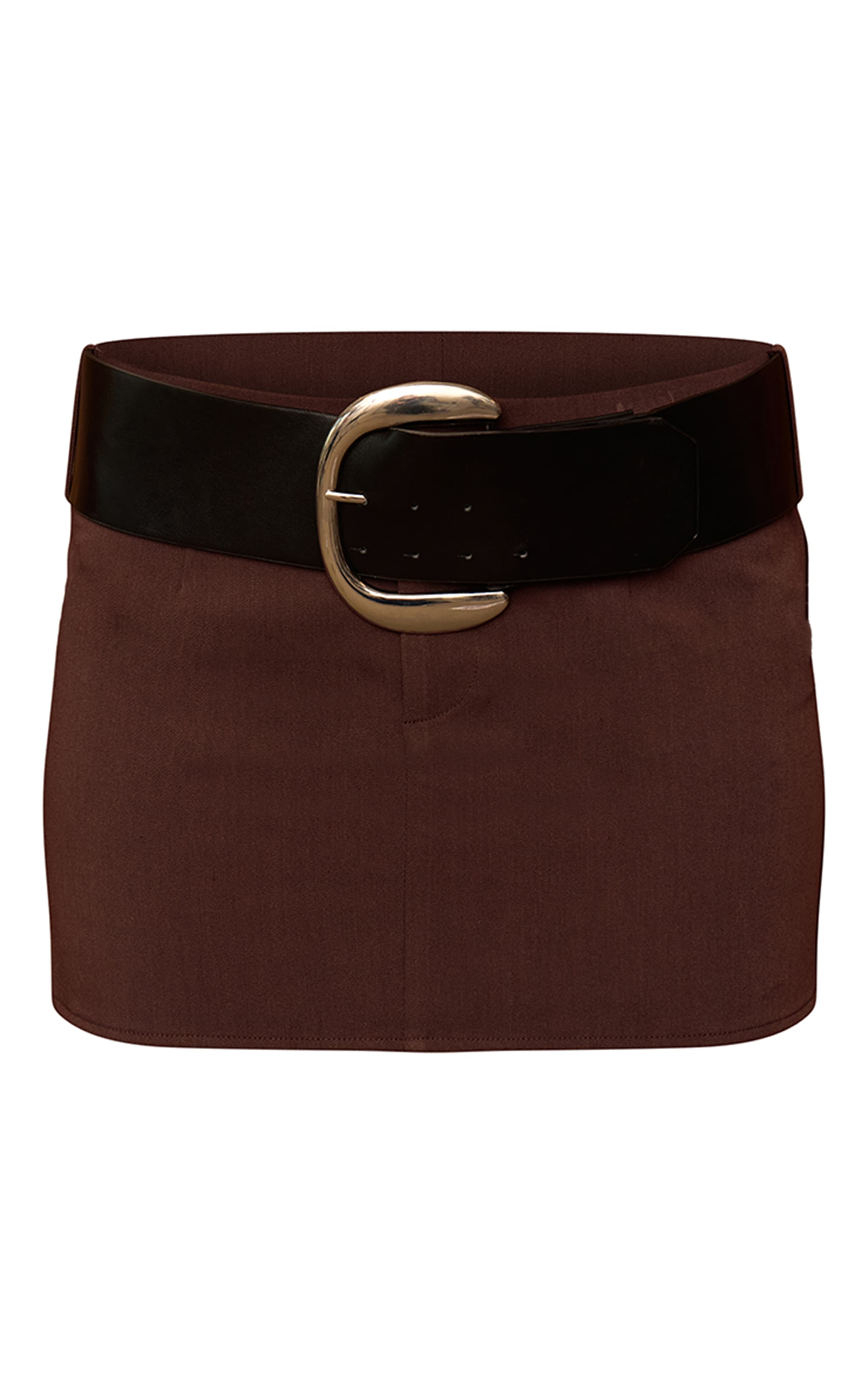 Mini-jupe chocolat à ceinture épaisse image 6