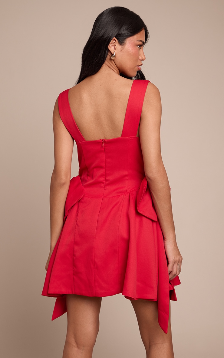 Red Bow Detail Woven Shift Dress image 2