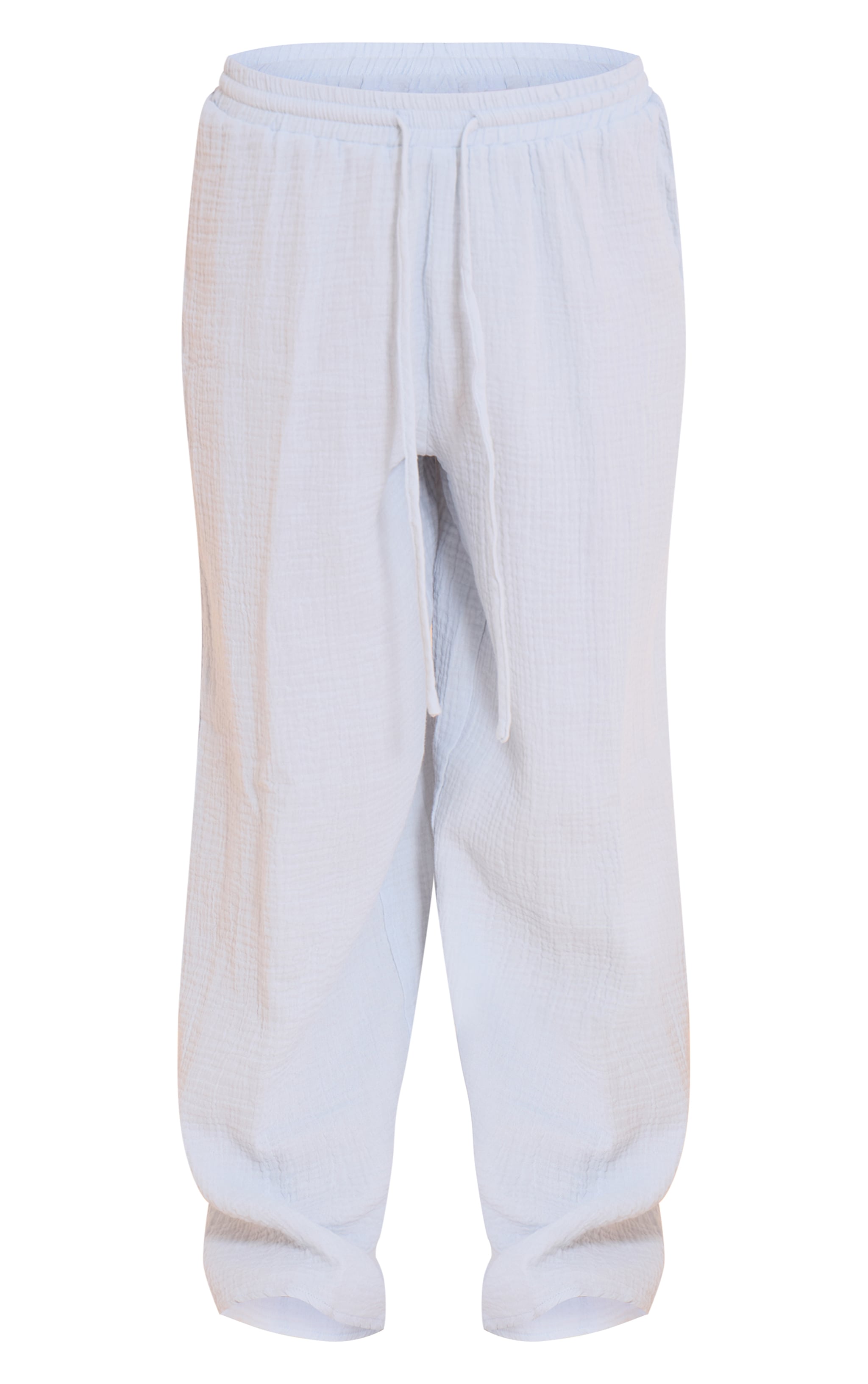 Petite Baby Blue Cheesecloth Textured Wide Leg Pant image 5