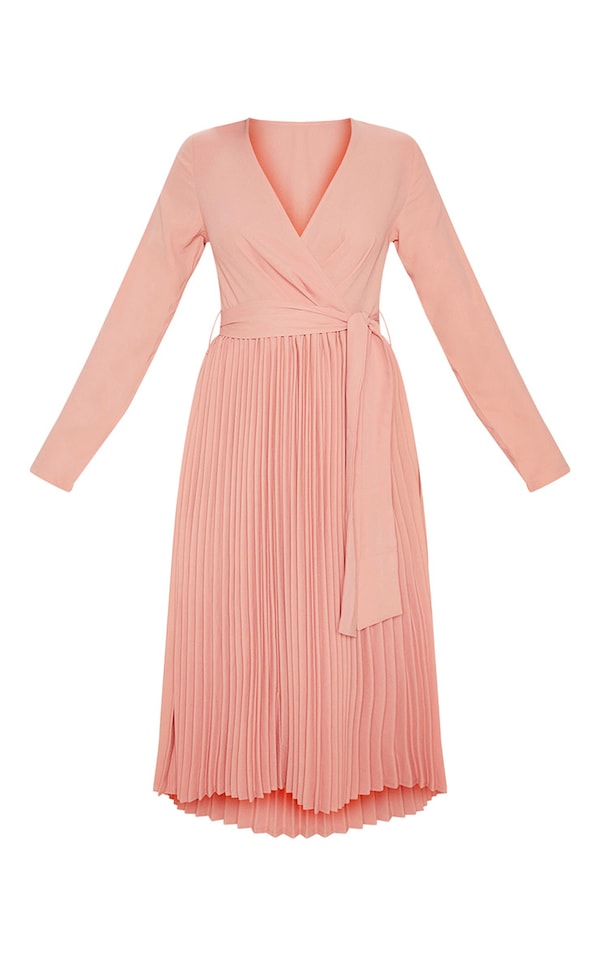 Rose Long Sleeve Pleated Midi Dress image 3