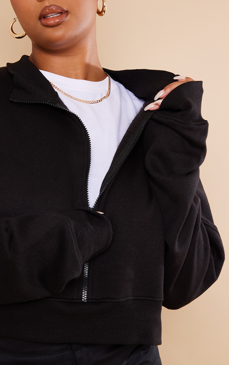 Plus Black Zip Up Sweater Plus Size PrettyLittleThing