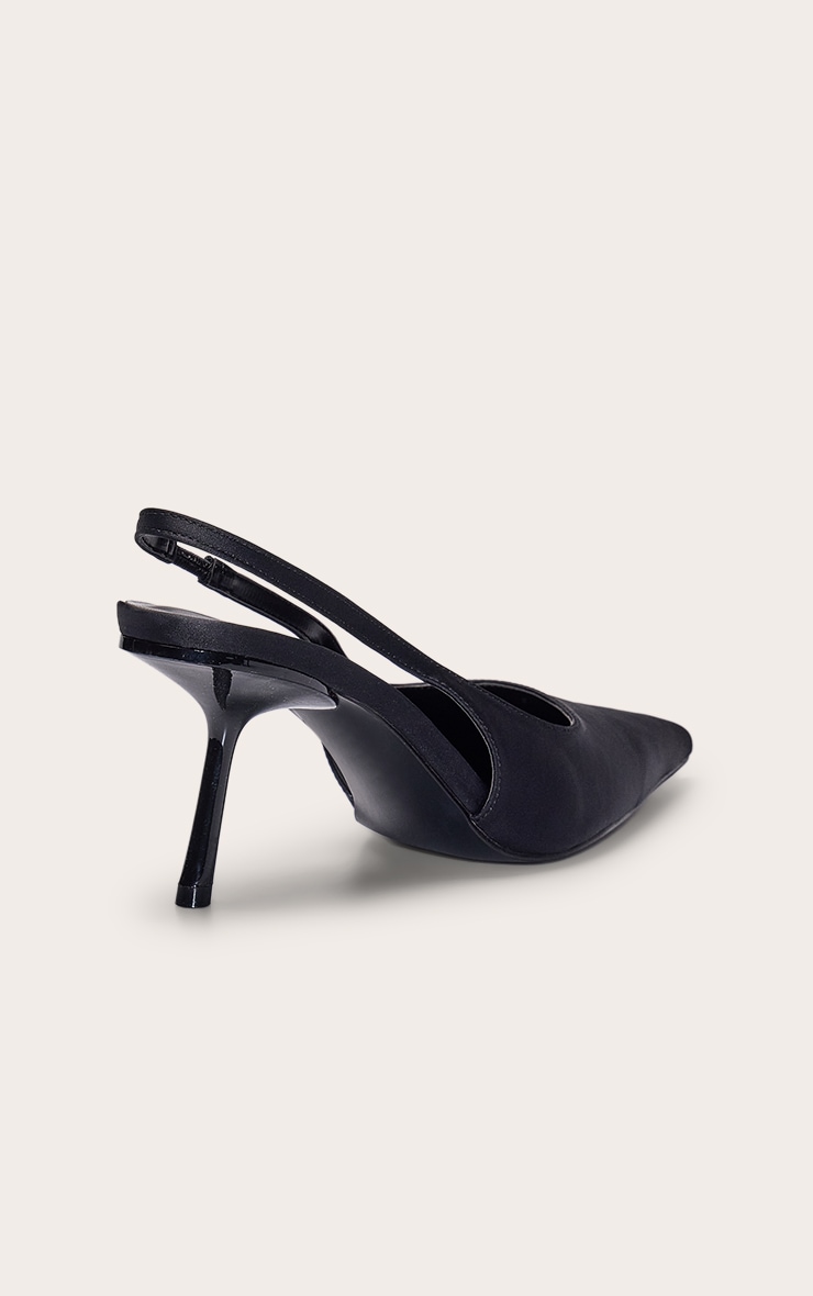 Black Satin Sling Back Court Heels image 4