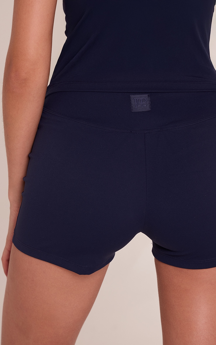 Navy High Waist Sculpt Gym Shorts image 4