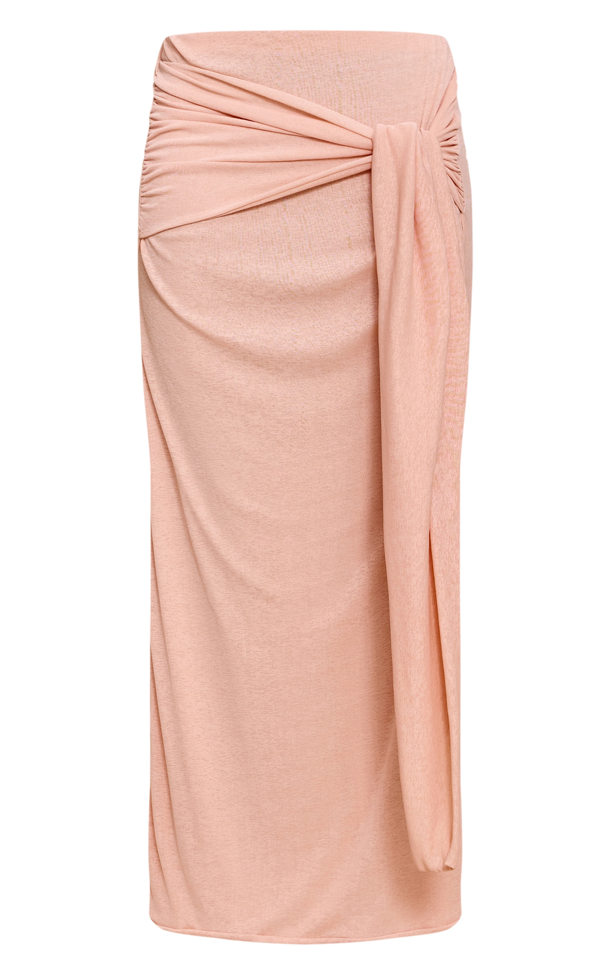 Peach Double Layer Burnout Mesh Wrap Maxi Skirt | Bottoms