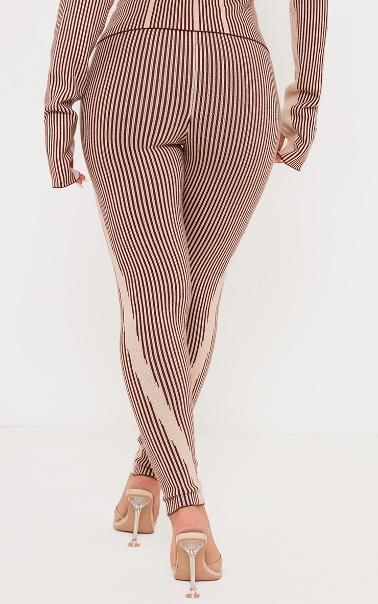 Chocolate Two Tone High Waist Knit Leggings image 3