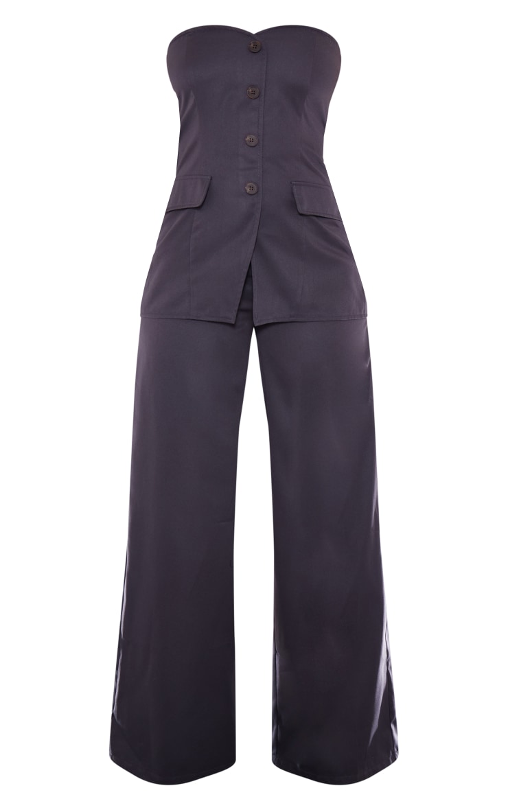 Charcoal Tailored Woven Waistcoat Bandeau Jumpsuit Jumpsuits