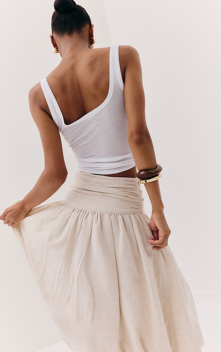 White Sheer Soft Touch Scoop Neck Long Vest Top image 2