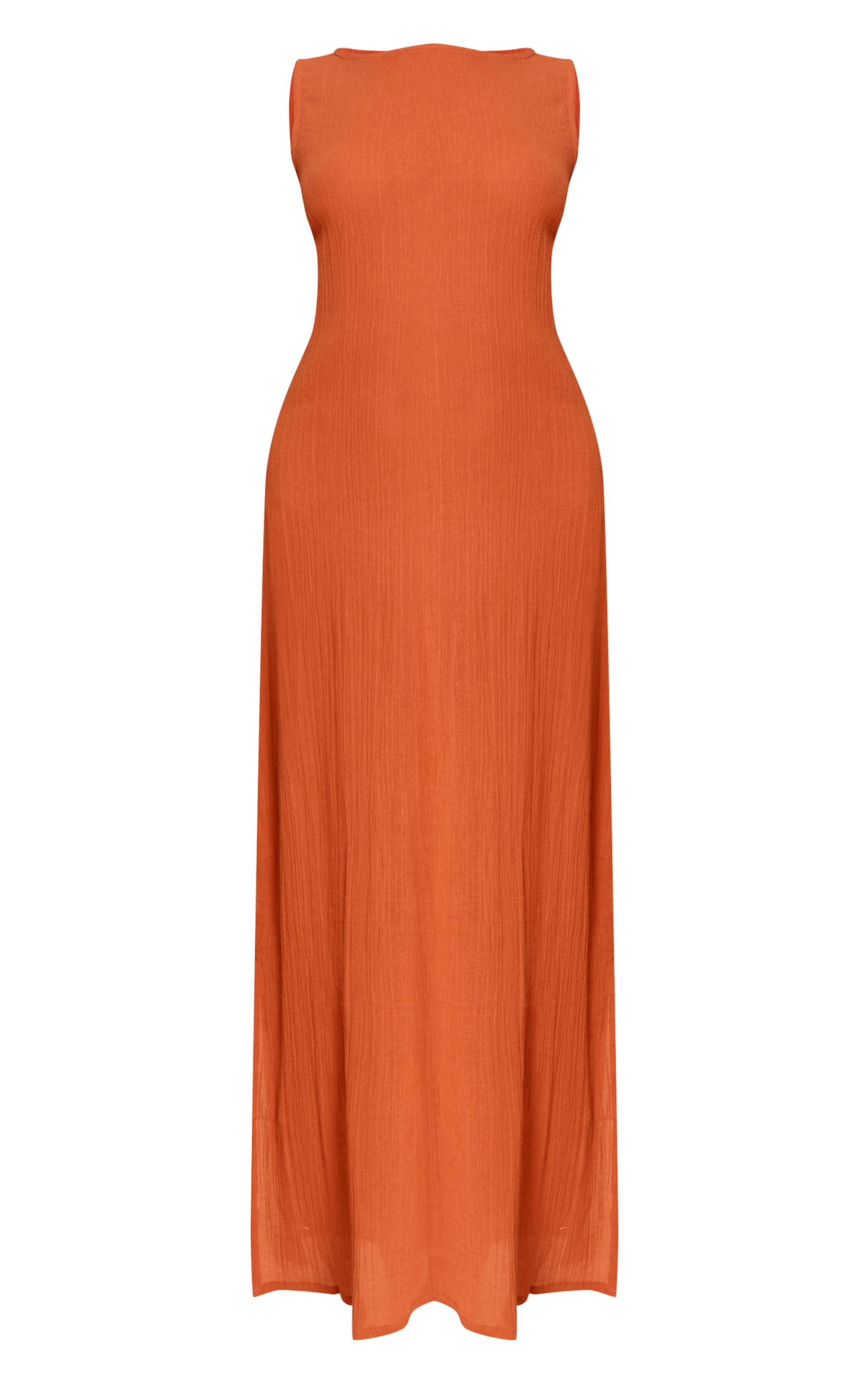 Robe longue en étamine orange brûlé sans manches image 5