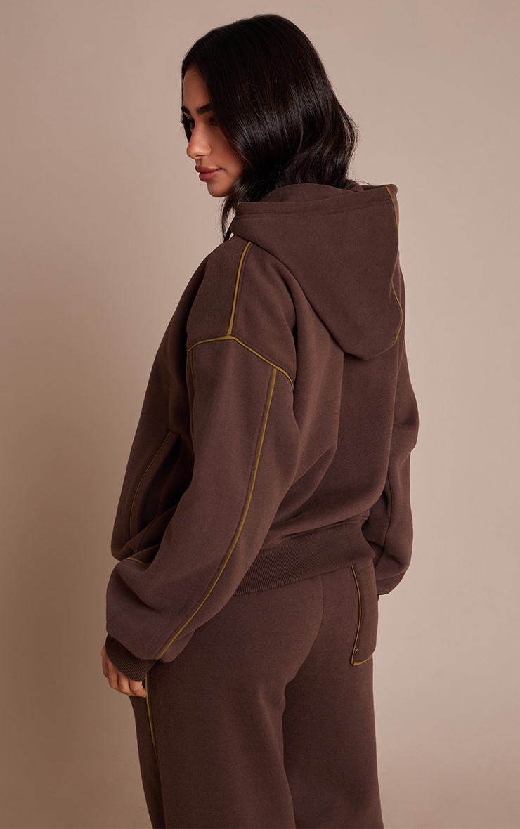 Petite Chocolate Contrast Drawcord Full Hoodie | Petite