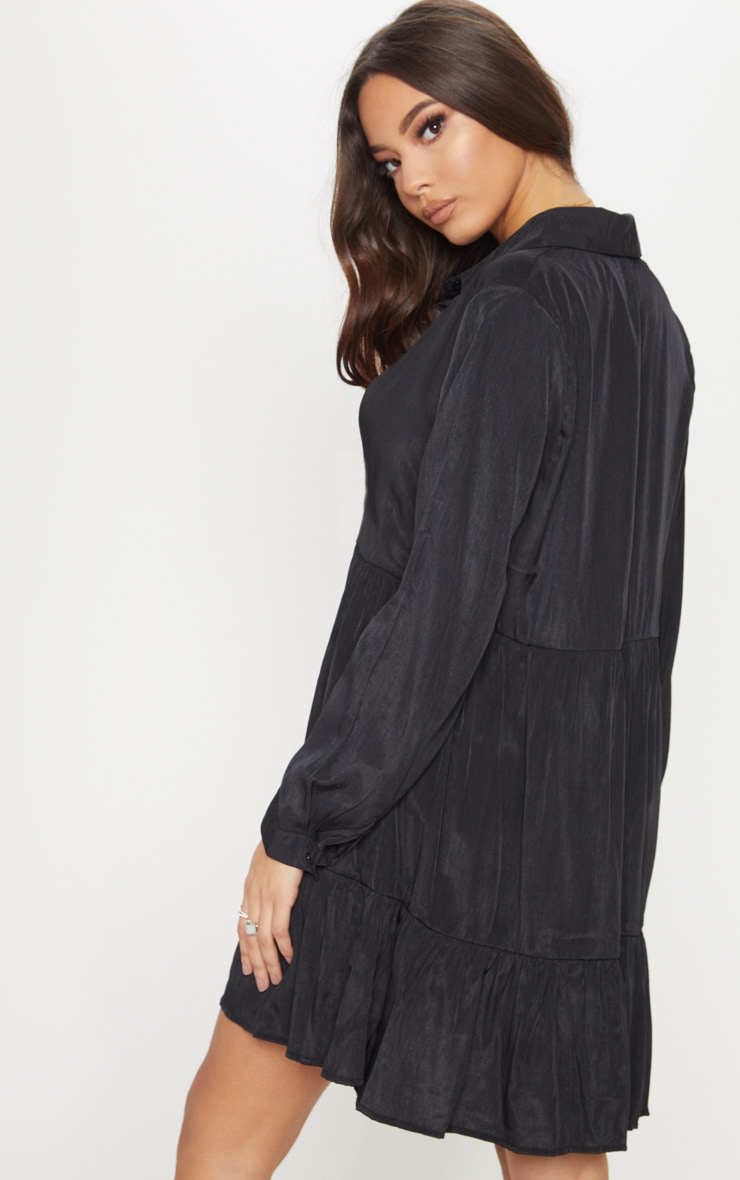 Black tiered hot sale shirt dress