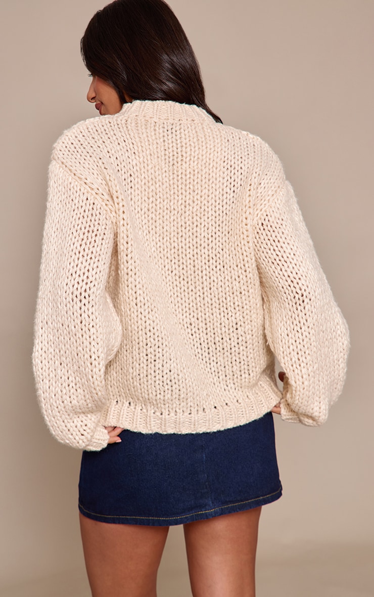 Petite Cream Twist Chunky Knitted Sweater image 2
