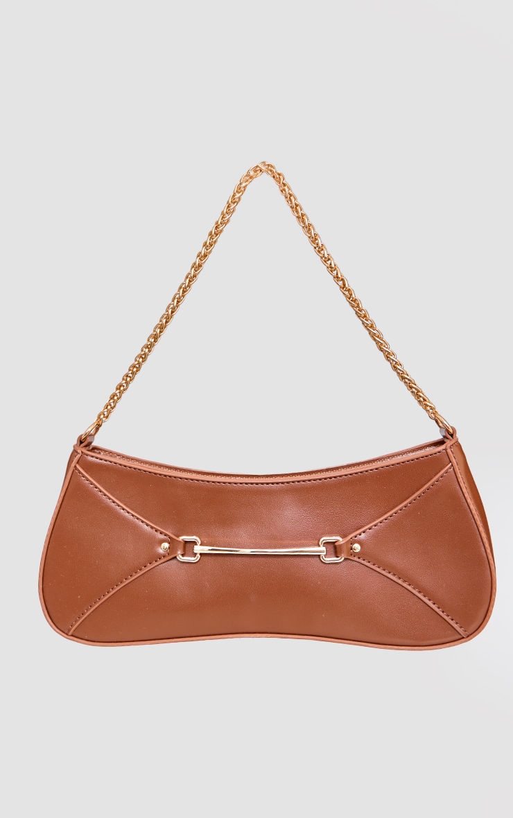 Chocolate Pu Buckle Chain Strap Shoulder Bag image 2