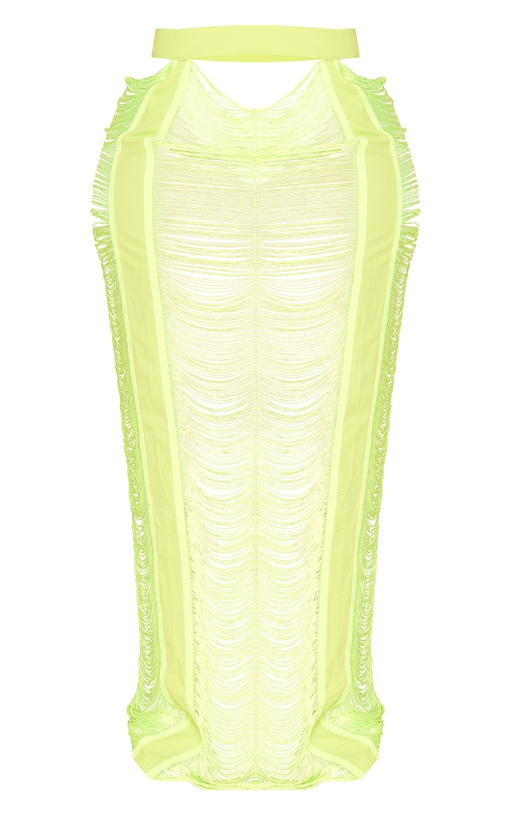 Plus Lime Fringed Maxi Skirt image 5
