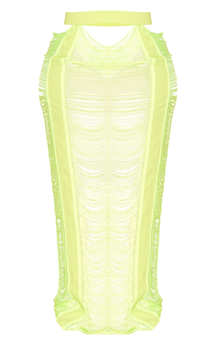 Plus Lime Fringed Maxi Skirt image 5