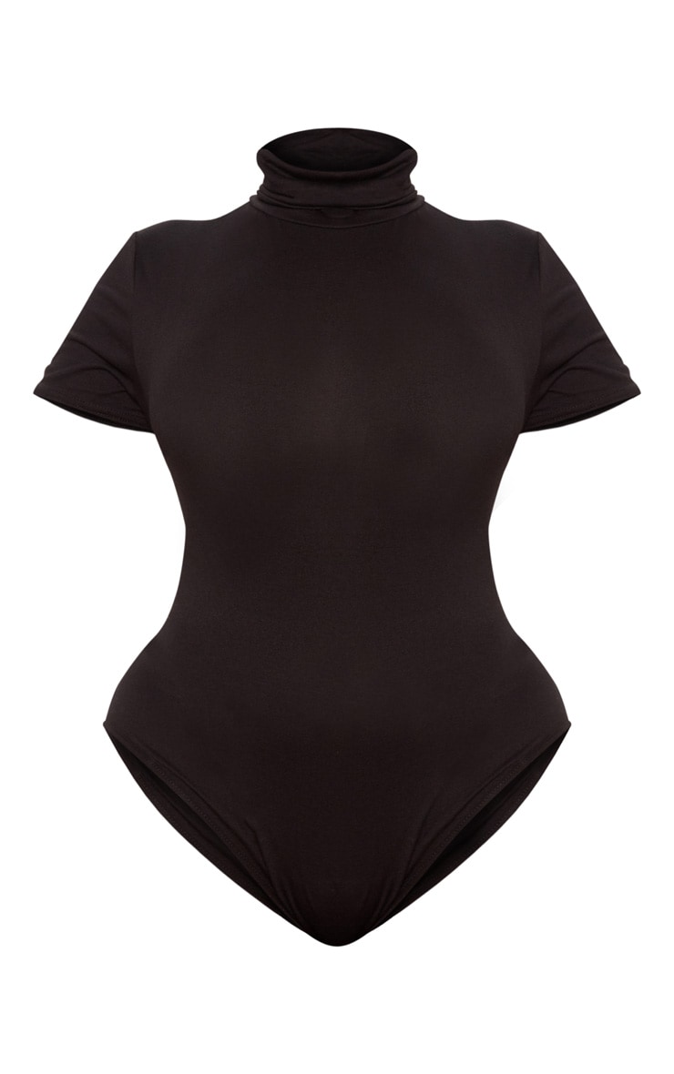 Plus Black Short Sleeve Bodysuit Plus Size PrettyLittleThing USA