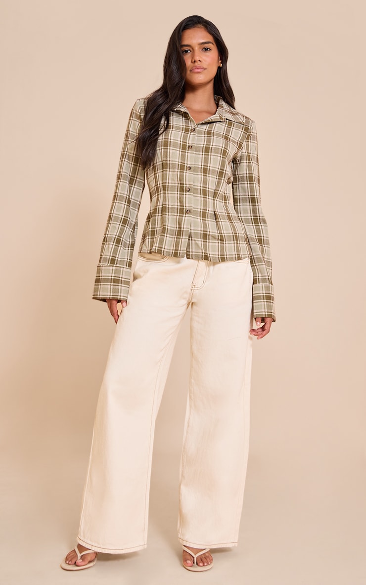 Green Fitted Check Shirt image 3