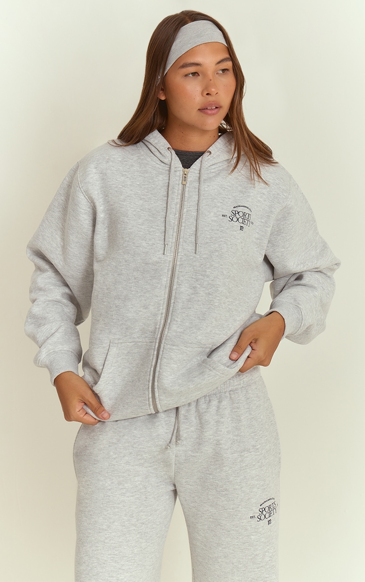 Ash Grey PLT Sports Society Full Zip Hoodie  image 1