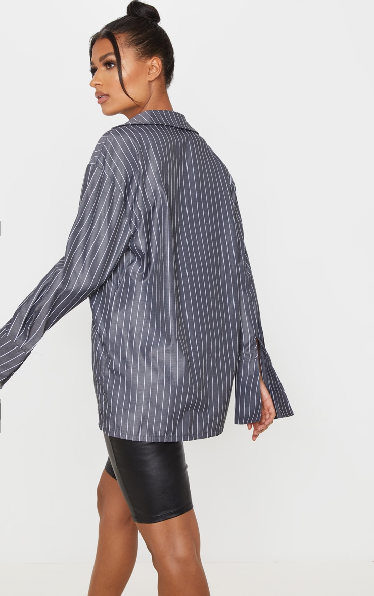 Black Pinstripe Oversized Dad Shirt image 2