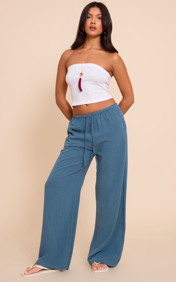 Pantalon léger tissé bleu à cordons ajustables image 1