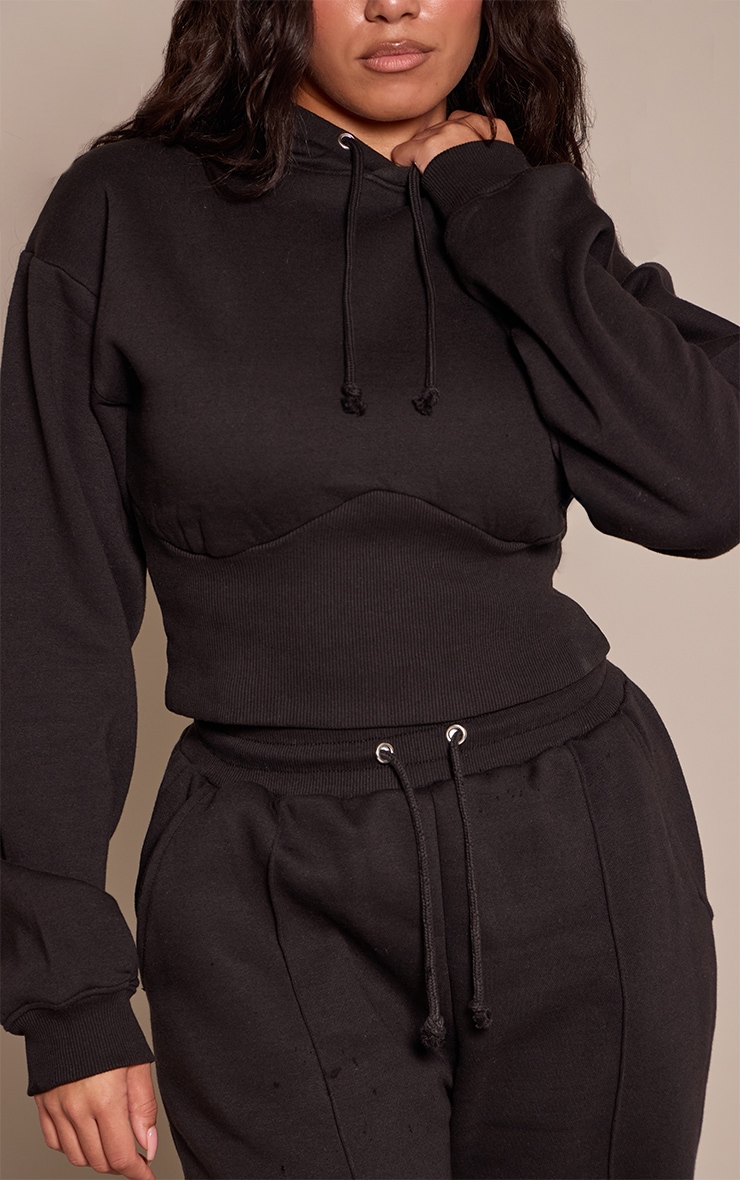 Shape Black Sweat Crop Shirred Waist Hoodie image 4