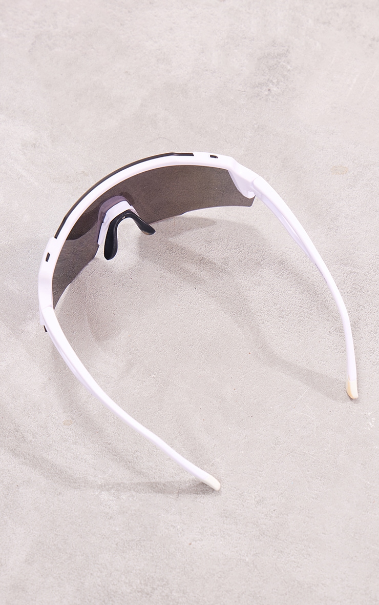 Gold Mirrored Lens Shield Sporty Visor Sunglasses image 3