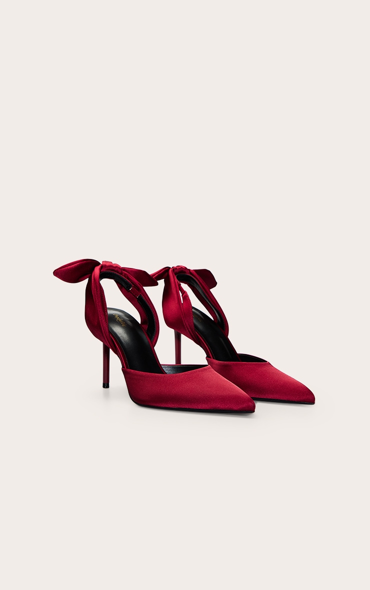 Burgundy Bow Fastening Sling Back image 3