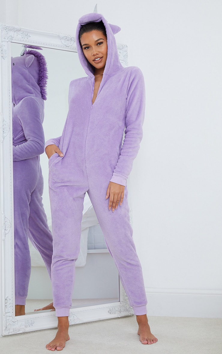 Onesie lounge lilas en jersey style licorne