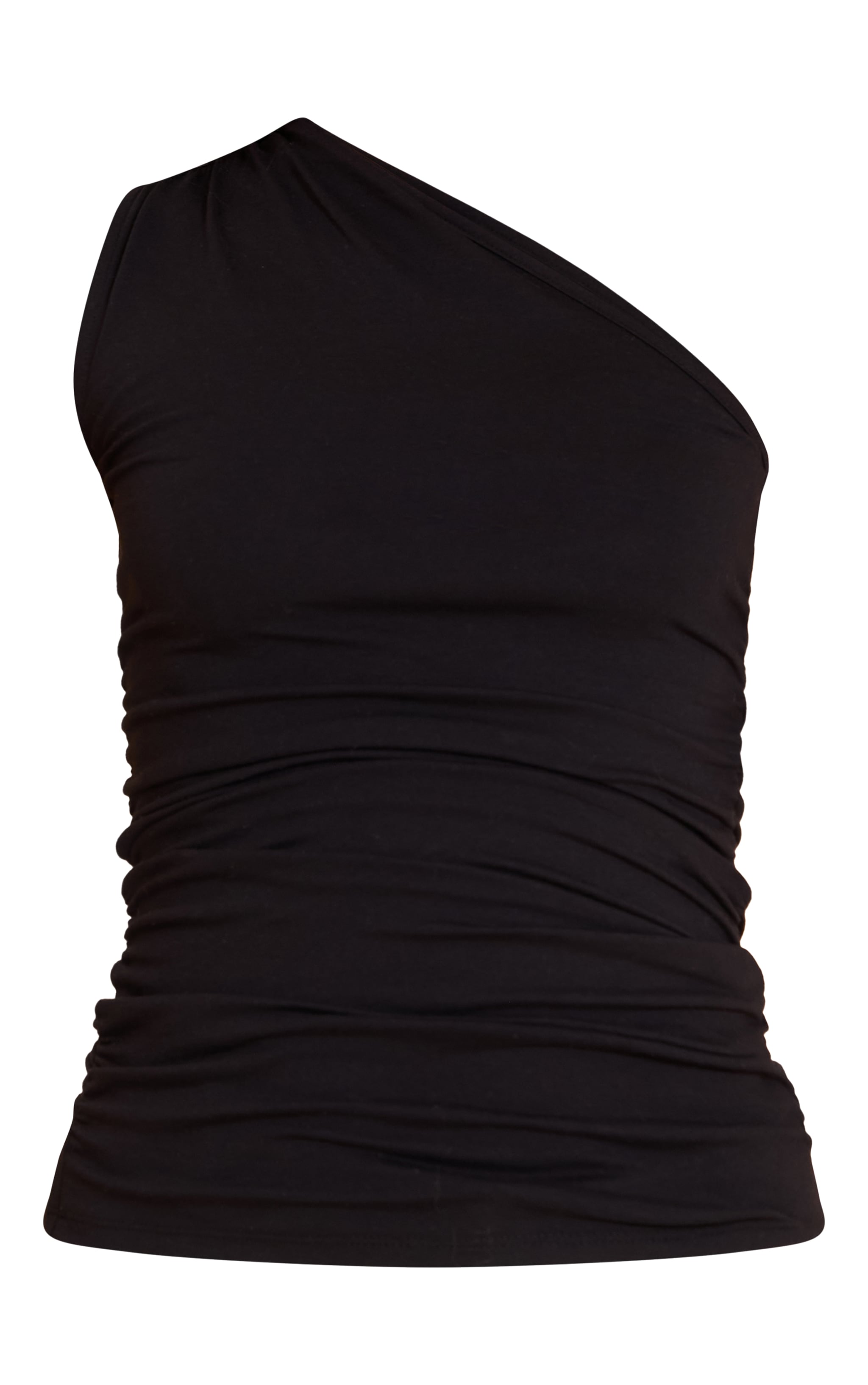 Black Asymmetric Ruched Sleeveless Long Top image 5