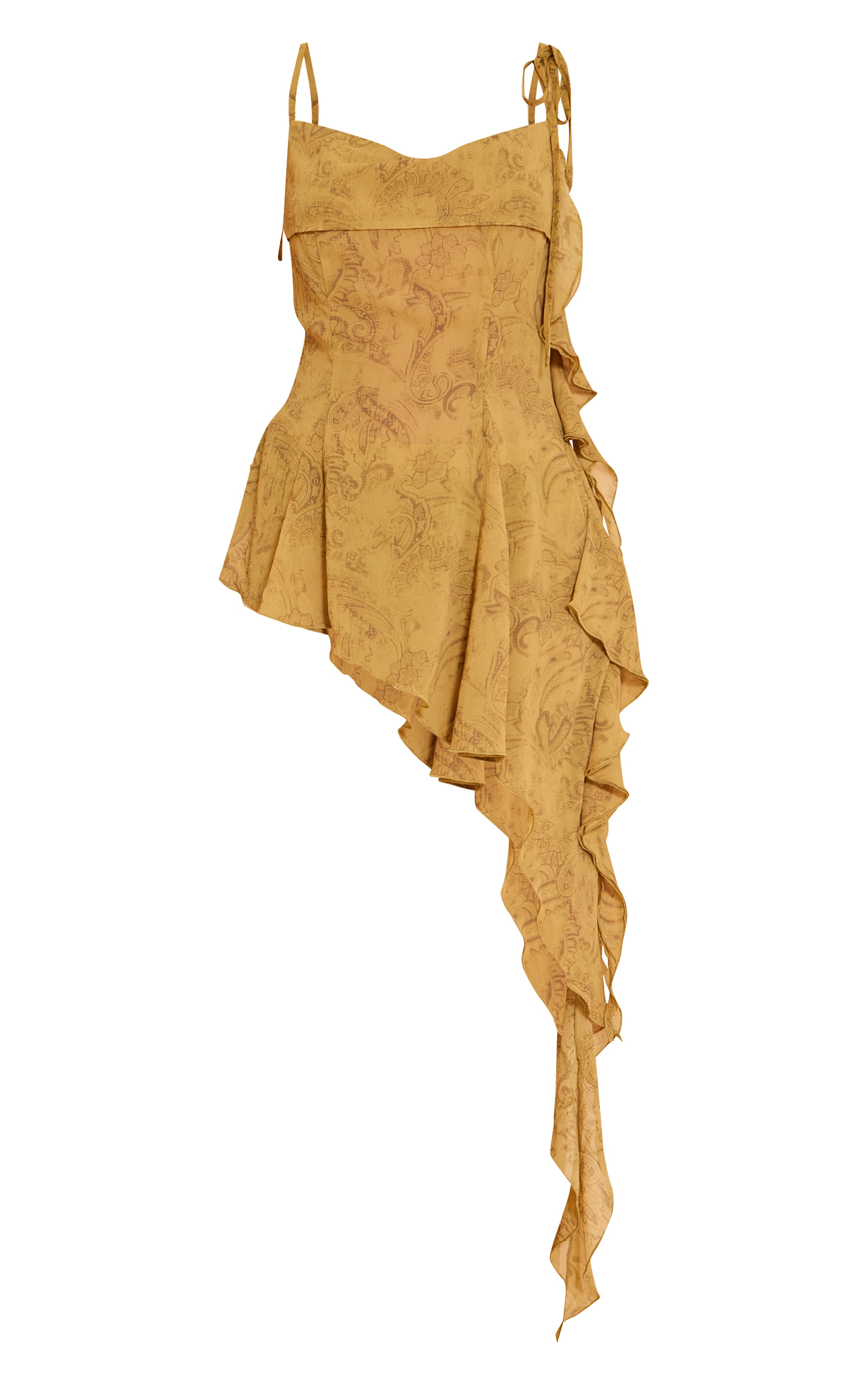 Chartreuse Abstract Print Chiffon Frill Cami Top image 5