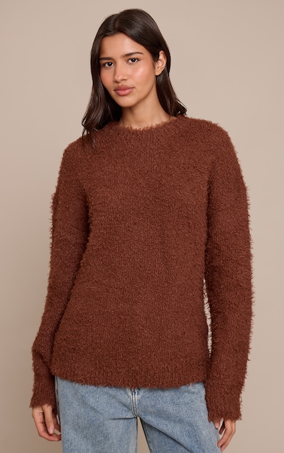Tall Chocolate Teddy Knit Oversized Jumper