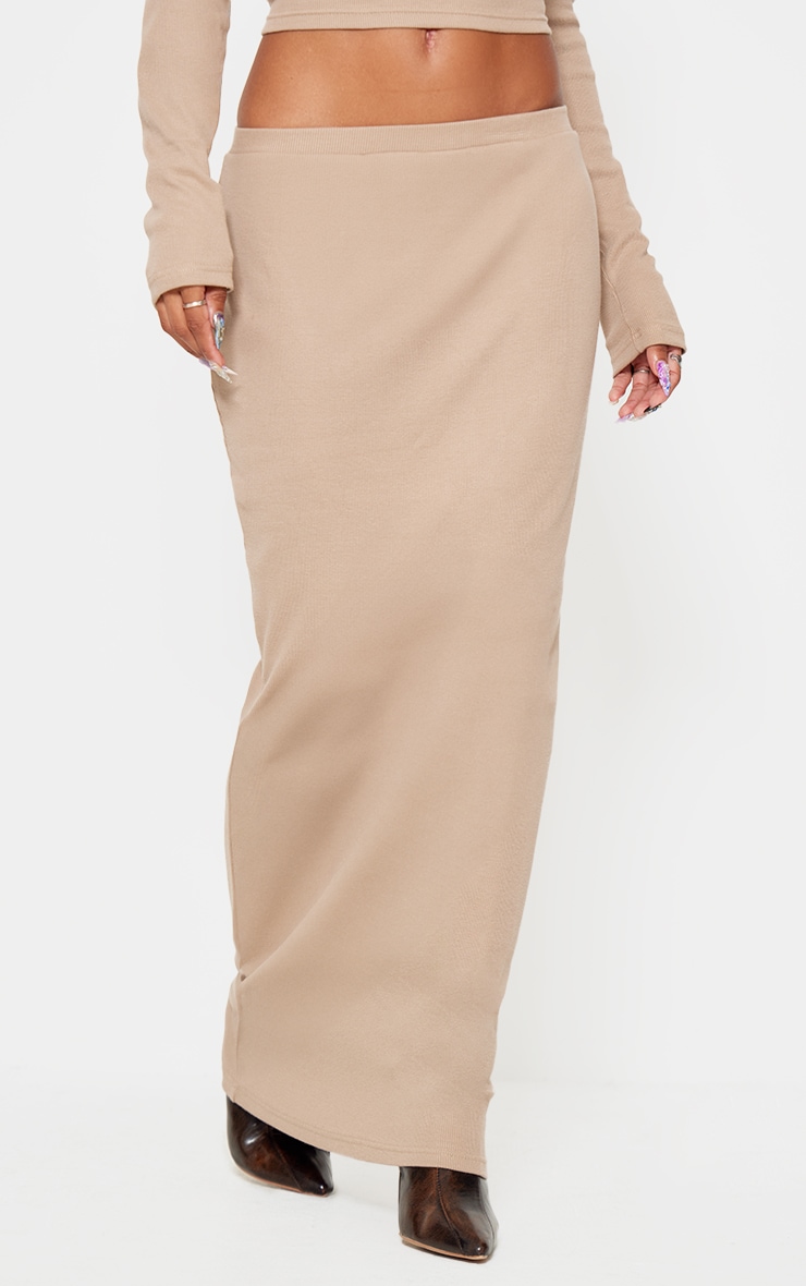 Taupe Rib Maxi Skirt image 2