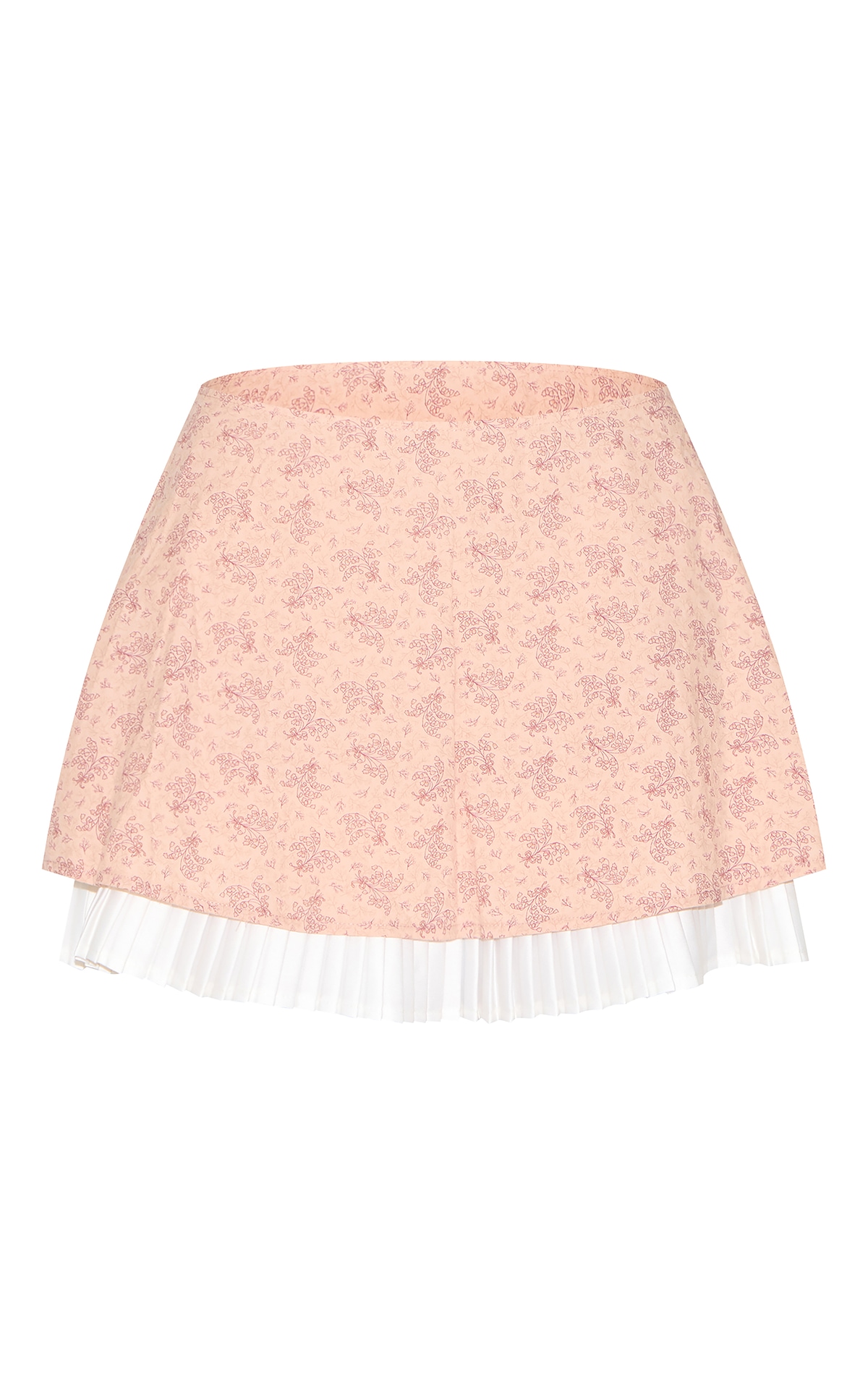 Pink Print Pleated Hem A Line Mini Skirt | Bottoms | PrettyLittleThing USA
