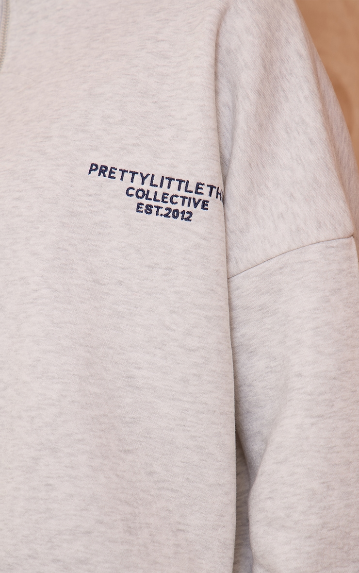 Ash Grey Prettylittlething Print Zip Front Hoodie image 4
