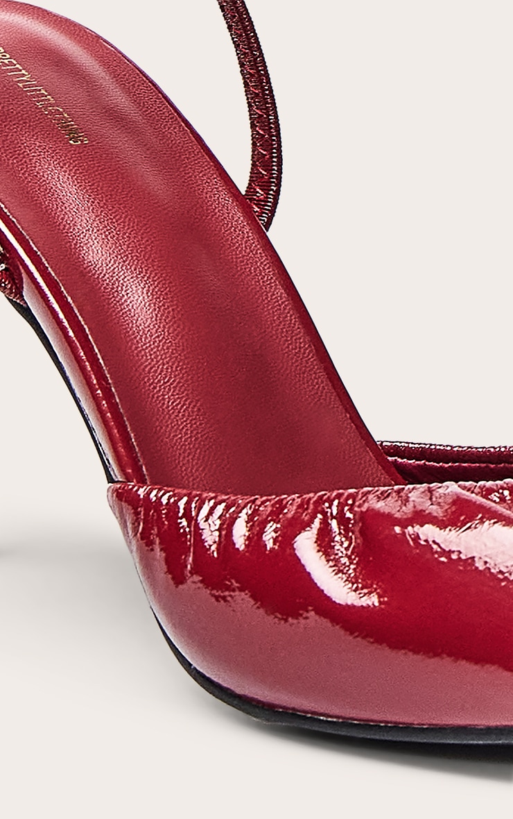 Talons ronds en PU crêpé bordeaux à bride derrière image 5