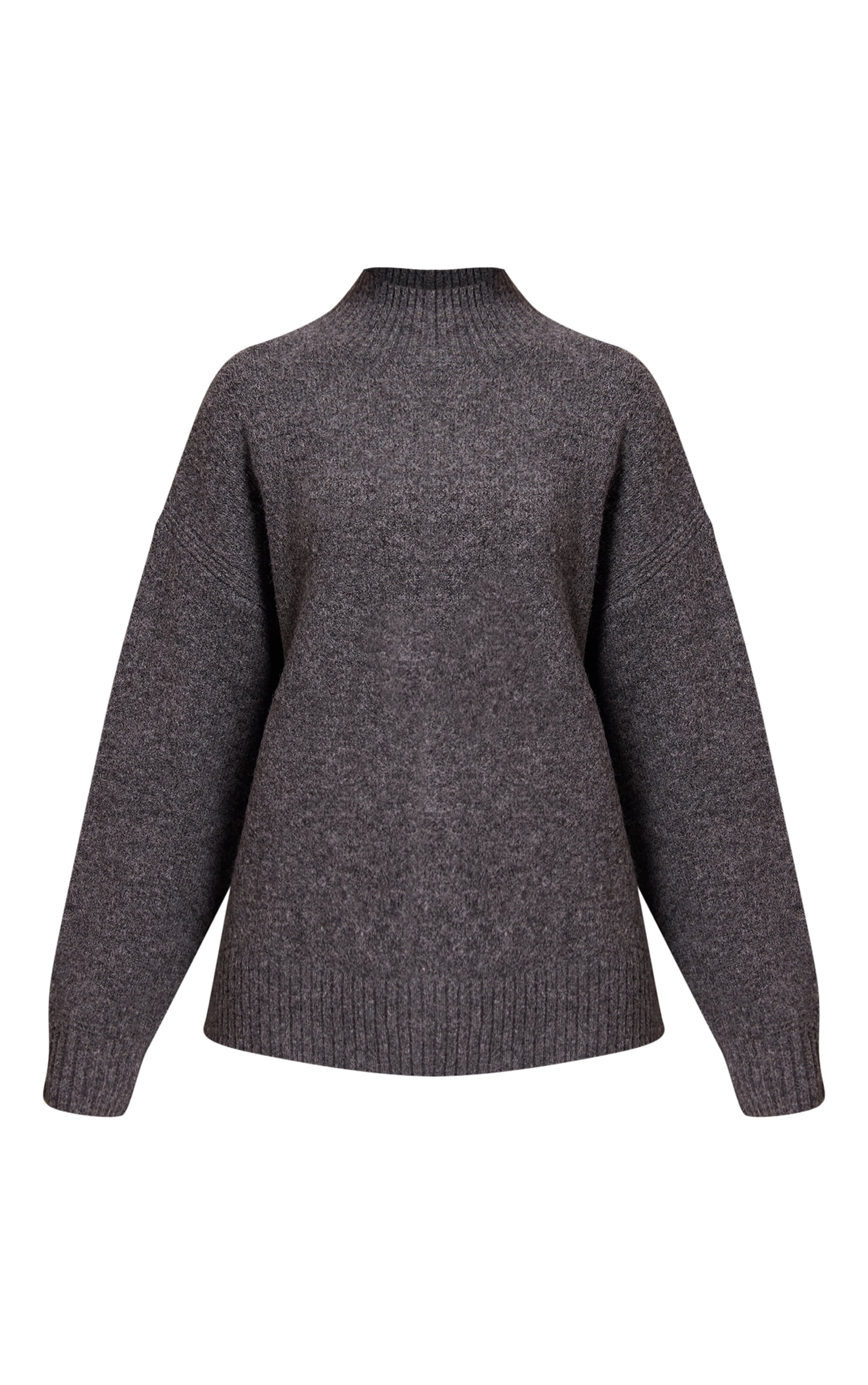Petite Charcoal Knit Oversized Polo Neck Sweater image 5