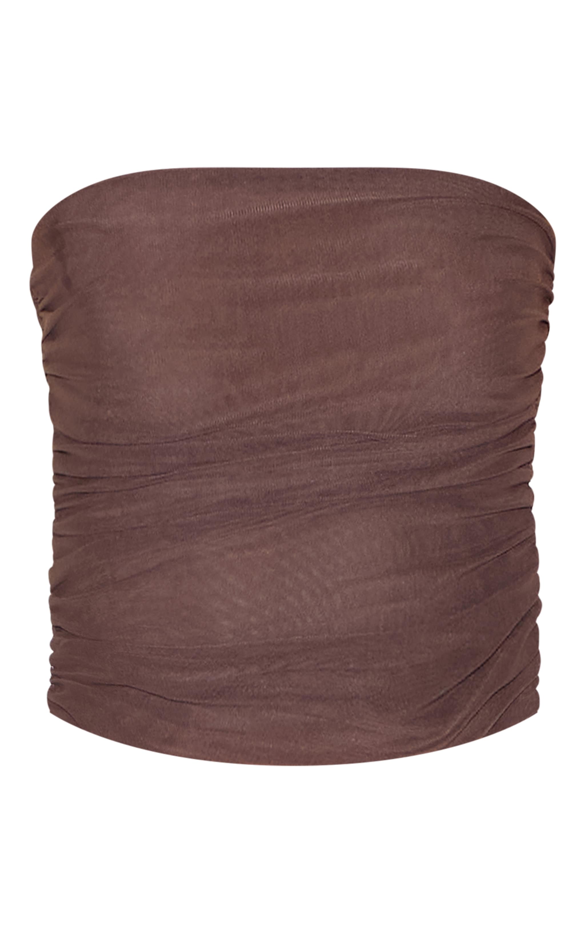 Top bandeau en mesh gris champignon image 5