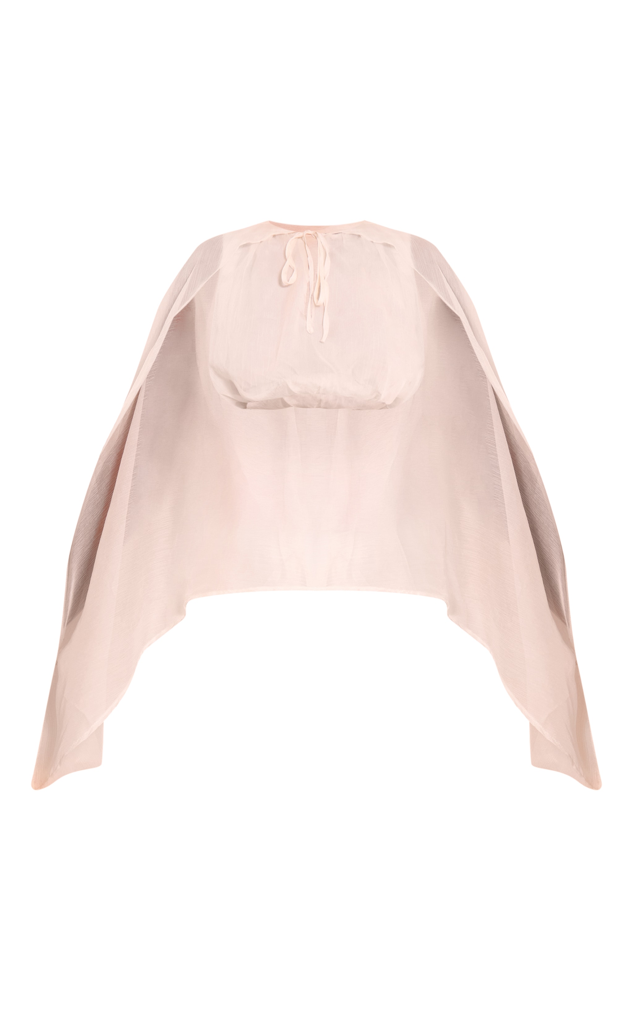 Cream Chiffon Cape Balloon Sleeve Crop Top image 5