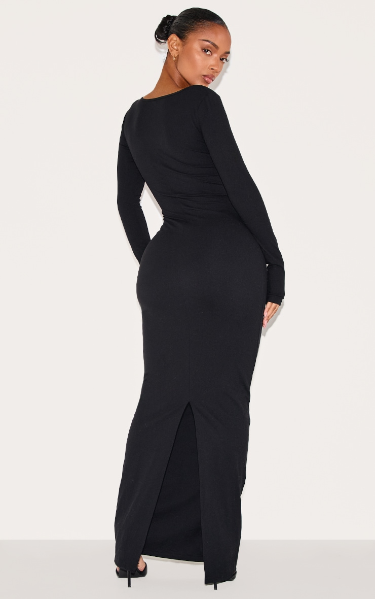 Shape Black Built In Bra Sculpt Square Neck Long Sleeve Maxi Dress image 2