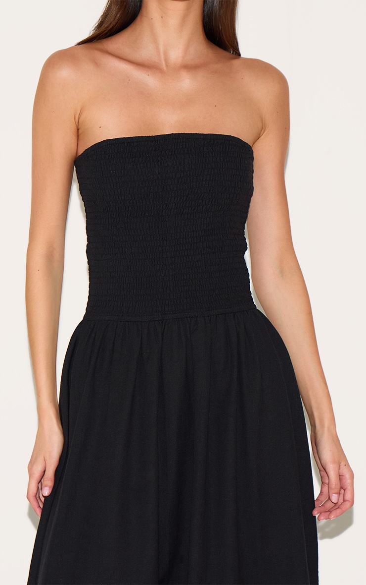 Black Bandeau Shirred Detail Maxi Dress image 4