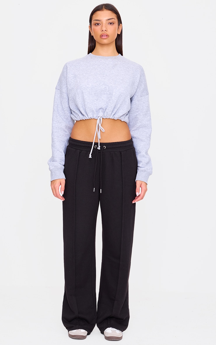 Ash Grey Drawcord Waist Cropped Sweatshirt image 3