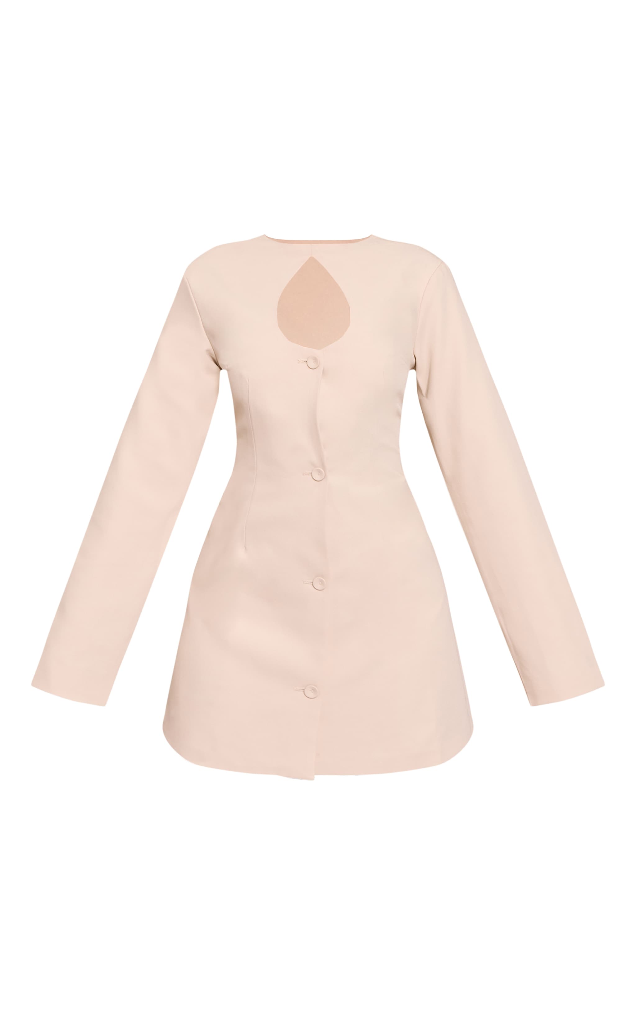 Cream Woven Long Sleeve Mini Dress image 5